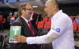 Klaus-Dieter Convents mit Talant Dushebaev, Champions League-Sieger KIELCE