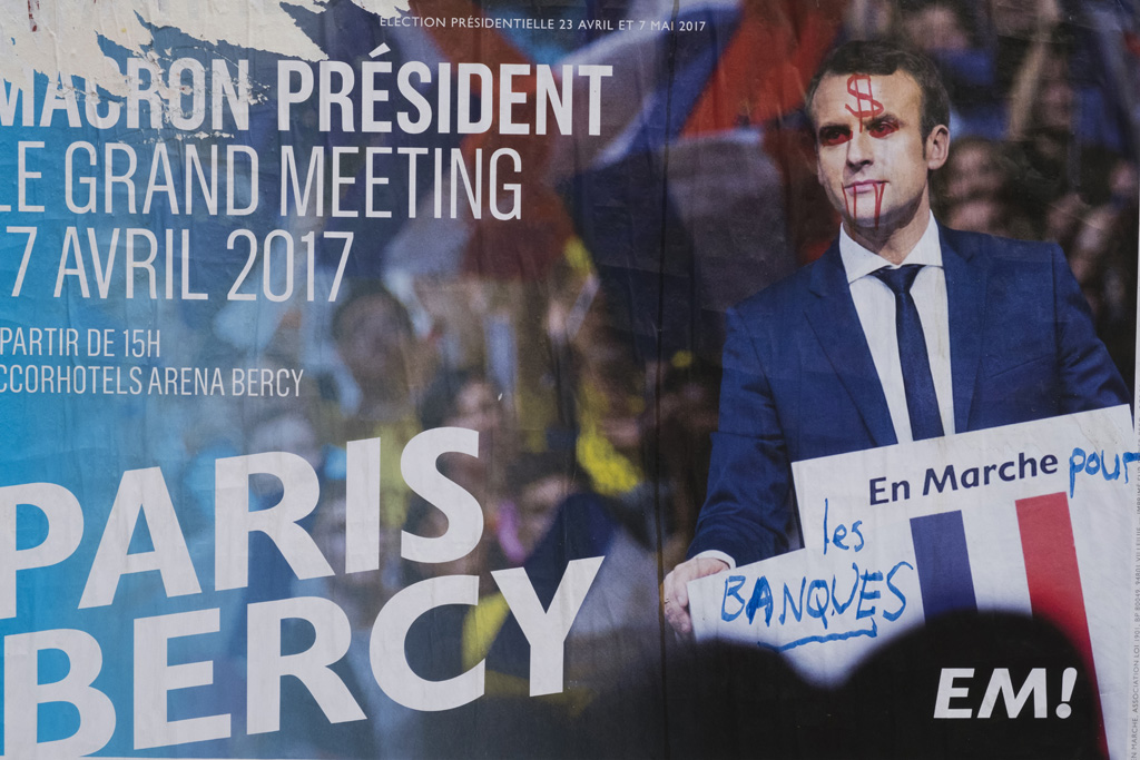 Wahlplakat des französischen Präsidentschaftskandidaten Emmanuel Macron (16.4.2017)
