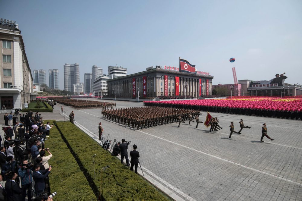 Militärparade mit Tausenden Soldaten in der nordkoreanischen Hauptstadt Pjöngjang (15.4.2017)