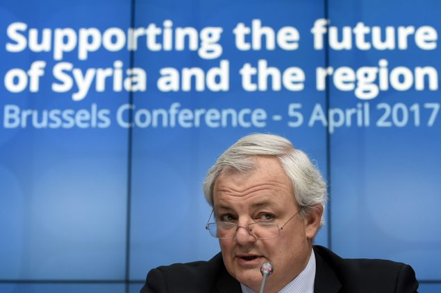 UN-Nothilfekoordinator Stephen O'Brian auf der Syrien-Konferenz in Brüssel