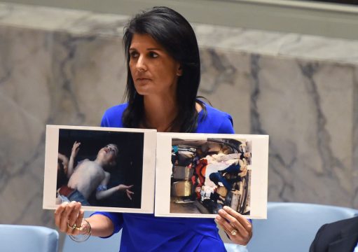 Die UN-Botschafterin der USA Nikki Haley während der Dringlichkeitssitzung des Weltsicherheitsrats