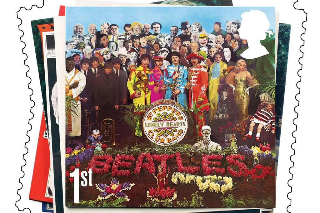 Das berühmte Cover von "Sgt Pepper's Lonely Hearts Club Band" als Briefmarke