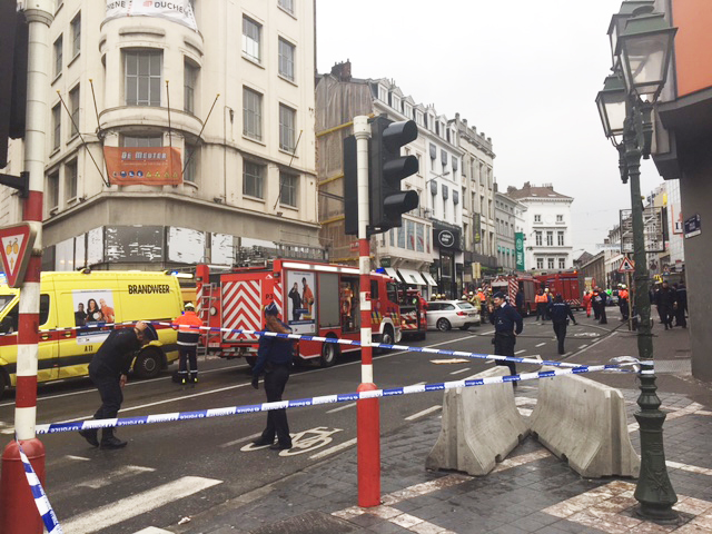 Eingestürztes Gebäude an der Chaussée d'Ixelles in Brüssel (8.5.2017)