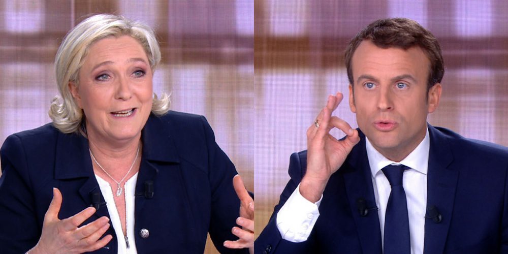 Face to Face: Marine Le Pen und Emmanuel Macron bei ihrem einzigen Fernsehduell vor der Präsidentenstichwahl am Sonntag