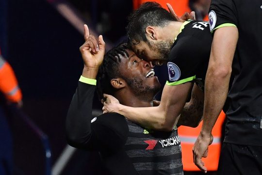 Chelsea-Torschütze Michy Batshuayi (l.) am 12.5.2017