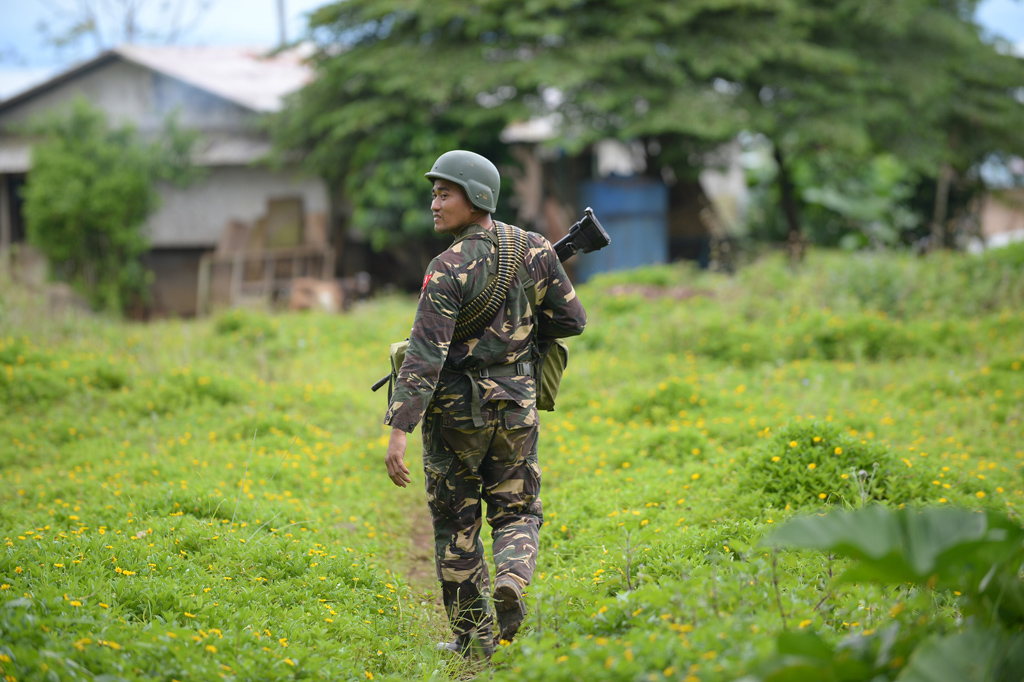 Philippinischer Soldat in einem Militärcamp in Marawi