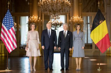 Königin Mathilde, König Philippe, US-Präsident Donald Trump und seine Frau Melania Trump