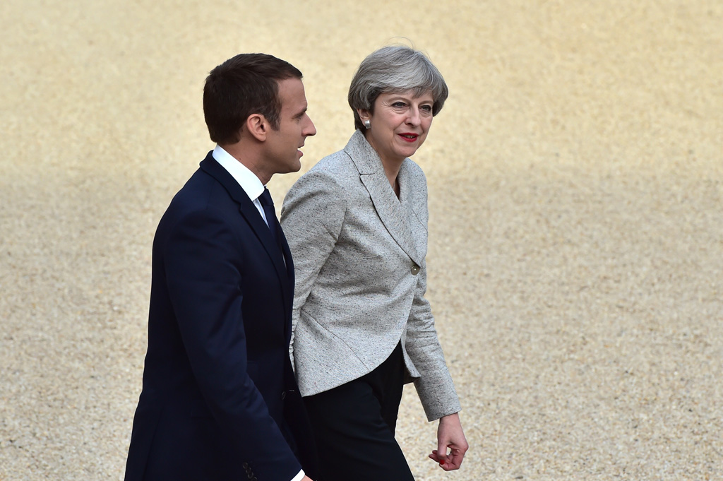 Der französische Präsident Macron und die britische Premierministerin May