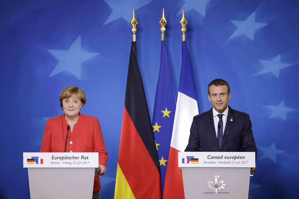 Die deutsche Kanzlerin Angela Merkel und Frankreichs Präsident Emmanuel Macron am 23.6.2017 in Brüssel