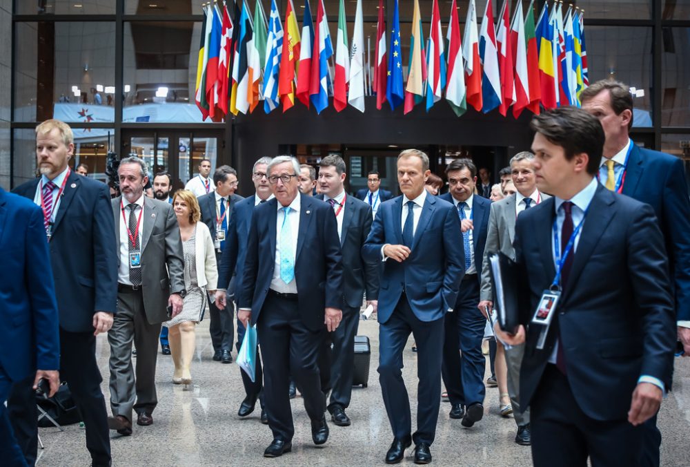 EU-Kommissionspräsident Jean-Claude Juncker und EU-Ratspräsident Donald Tusk am Donnerstagabend in Brüssel