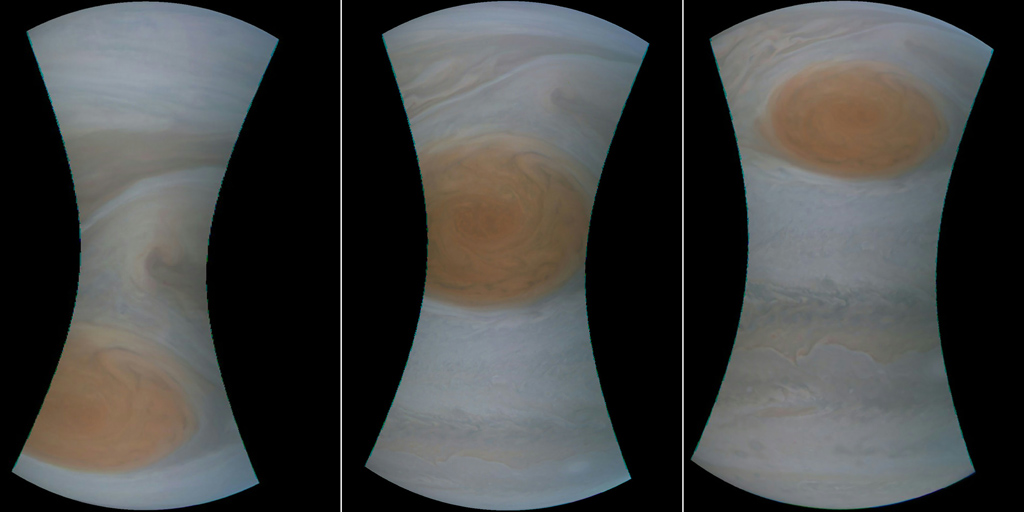 Bilder vom Großen Roten Fleck des Jupiter