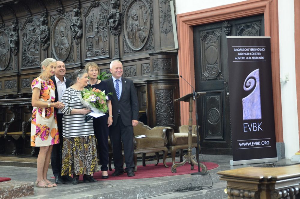 Prof. h.c. Marie-Luise Niewodniczanska, Kultusminister Prof. Dr. Konrad Wolf, Preisträgerin Margot Sperling, Bürgermeisterin Mathilde Weinandy, Verbandsbürgermeister Aloysius Söhngen