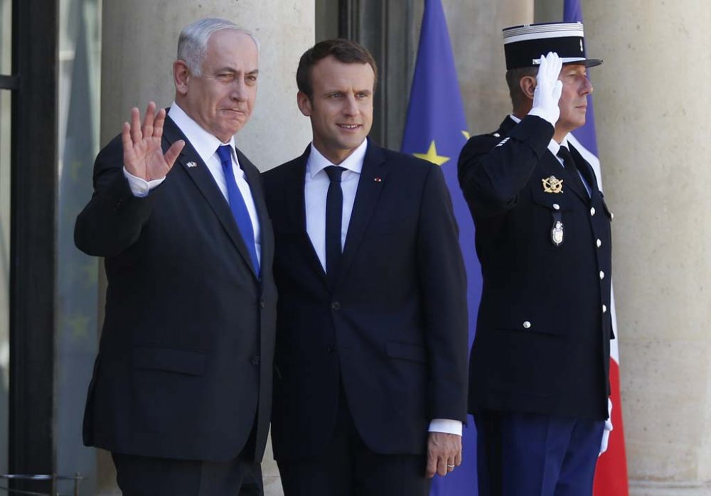 Der israelische Ministerpräsident Netanjahu und der französische Präsident Macron