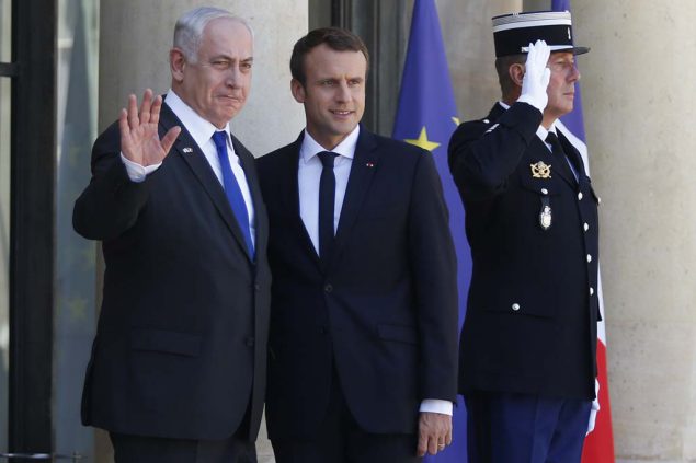 Der israelische Ministerpräsident Netanjahu und der französische Präsident Macron