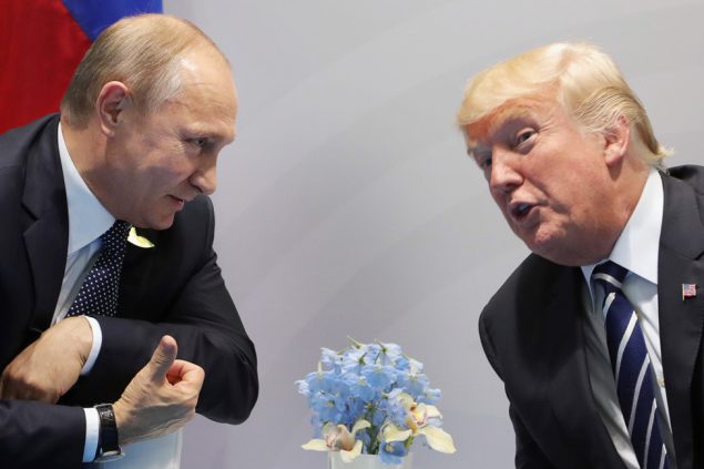 Wladimir Putin und Donald Trump beim G20-Gipgel in Hamburg am 7. Juli