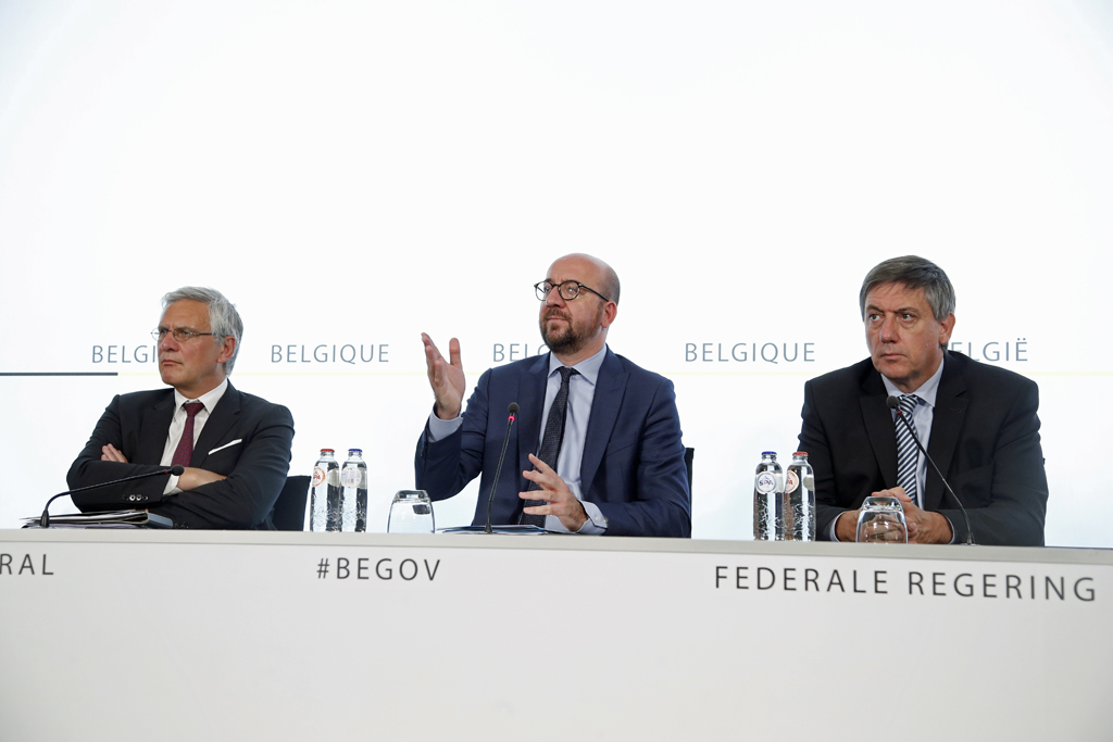 Vizepremier Kris Peeters, Premierminister Charles Michel und Vizepremier Jan Jambon (Bild vom 21. Juni)