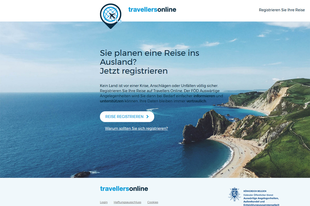 Travellers Online: Registrierungswebseite des Außenministeriums