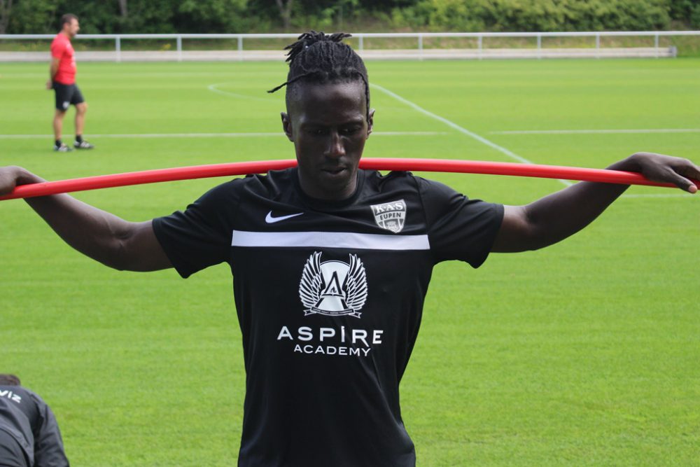 AS-Neuzugang Mbaye Leye beim ersten Training in Eupen