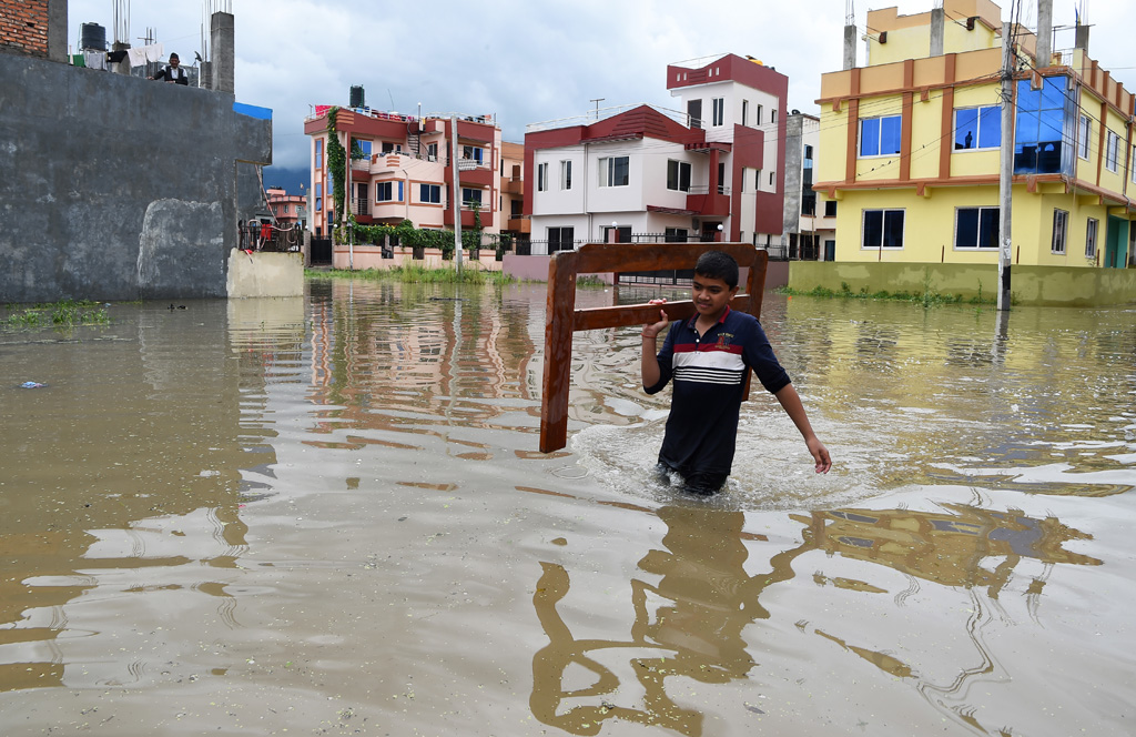 Hochwasser in Patan bei Katmandu (13.8.)