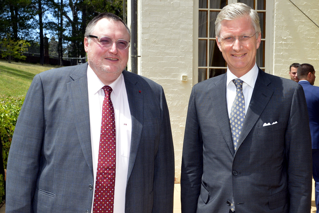 Patrick Renault 2012 als Botschafter mit dem damaligen Kronprinzen Philippe in Canberra (Australien)