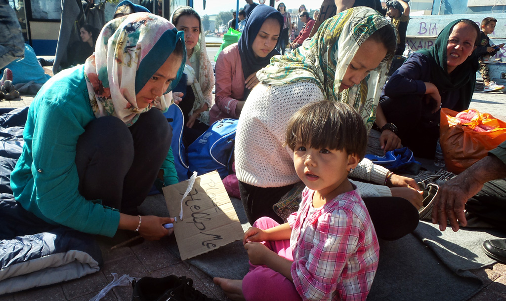 Flüchtlinge in der griechischen Stadt Mytilene (22.10.)