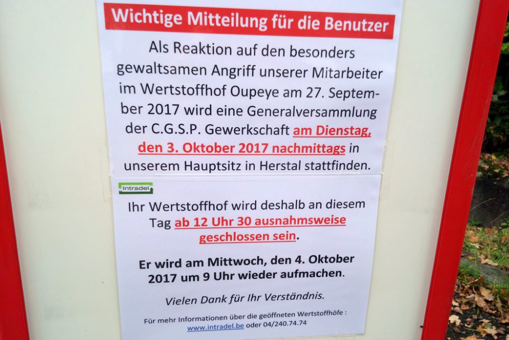 Streik in den Containerparks von Intradel