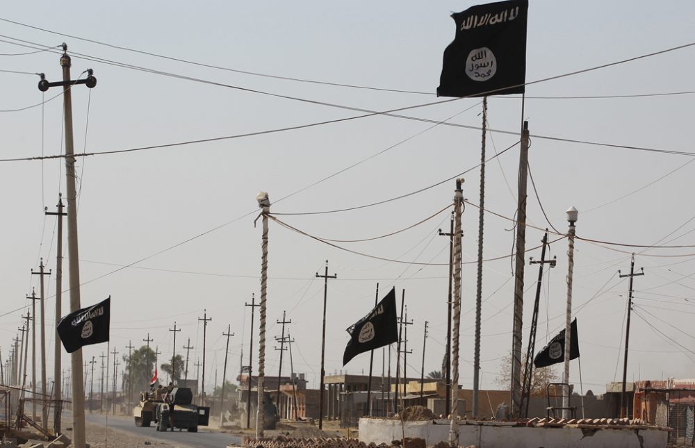 IS-Flaggen wehen über Sharqat im Nordirak (Archivbild: Ahmad-Al-Rubaye/AFP)