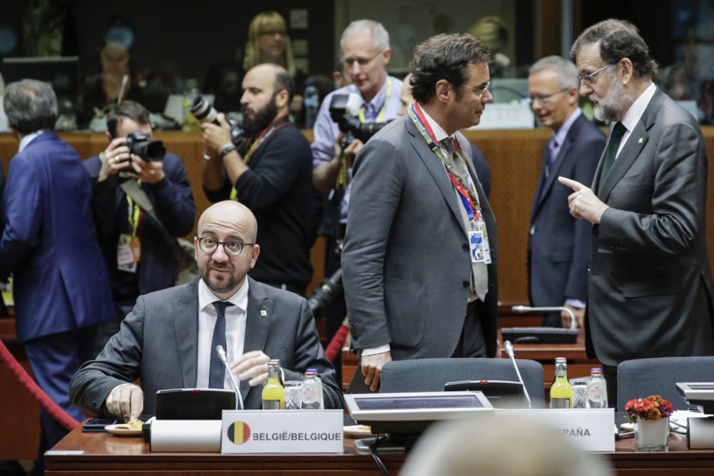 Charles Michel und Mariano Rajoy am Freitagmorgen beim EU-Gipfel in Brüssel