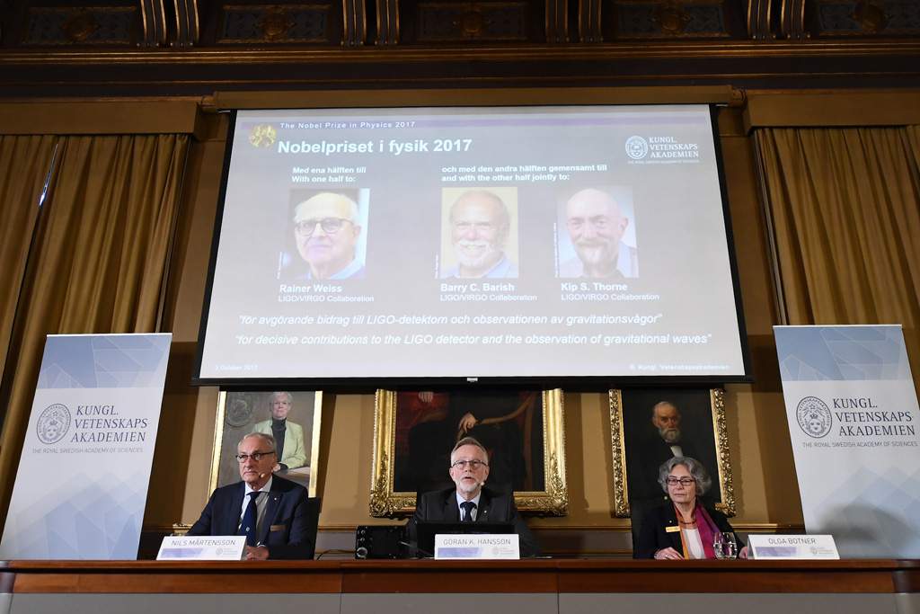Der Nobelpreis für Physik geht in diesem Jahr an die drei US-Forscher Rainer Weiss, Barry Barish und Kip Thorne