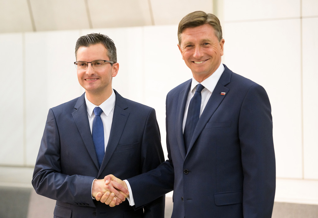 Präsidentschaftskandidaten Marjan Sarec und Borut Pahor Sonntagabend in Ljubljana