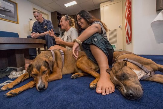 Jennifer Appel und Tasha Fuiava (Bild: Jonathan Clay/US Navy/AFP)