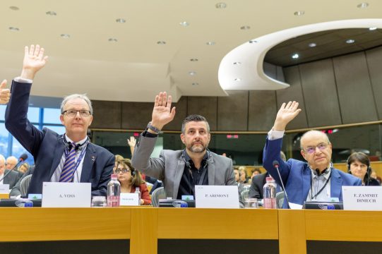 Pascal Arimont (Mitte) bei der Abstimmung (Bild: Büro Arimont)