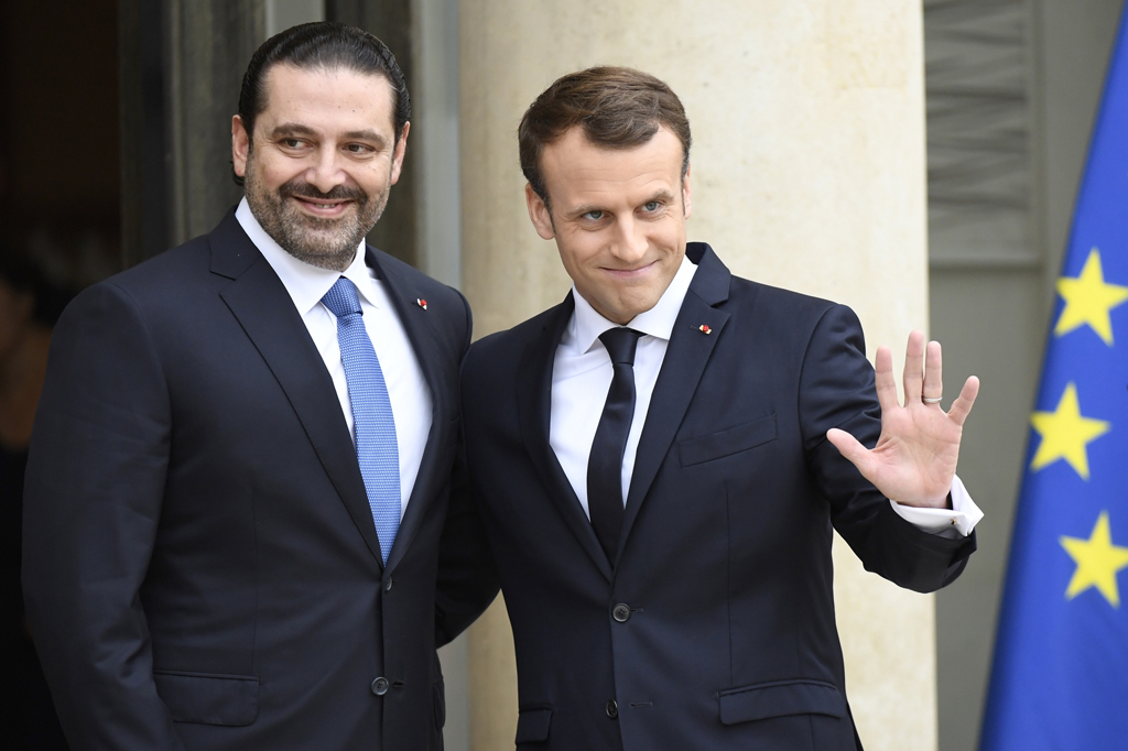 Saad Hariri und Emmanuel Macron in Paris