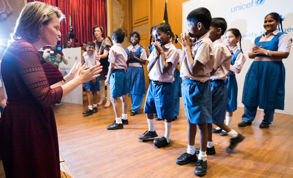 "Handwash Song": Königin Mathilde unterstützt ein Hygiene-Projekt für Kinder in Indien (Bild: Benoît Doppagne/Belga)