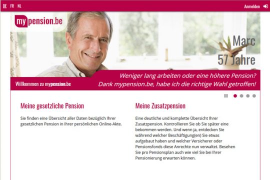 Screenshot der Seite "mypension.be"