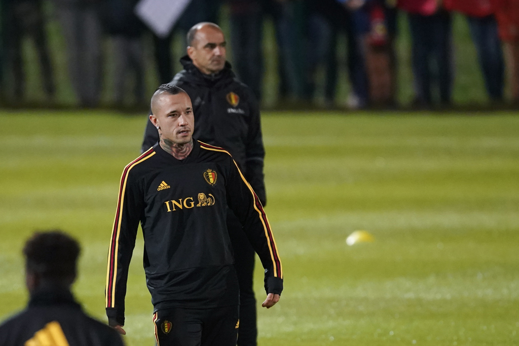 Radja Nainggolan und Roberto Martinez beim Training am Donnerstag (Bild: Bruno Fahy/Belga)