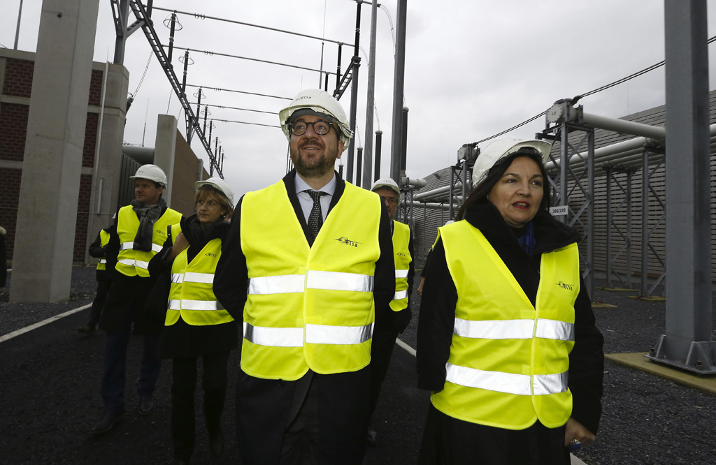 Premier Michel und Enregieministerin Marghem bei der Eröffnung der Stevin-Leitung (Bild: Nicolas Maeterlinck/Belga)