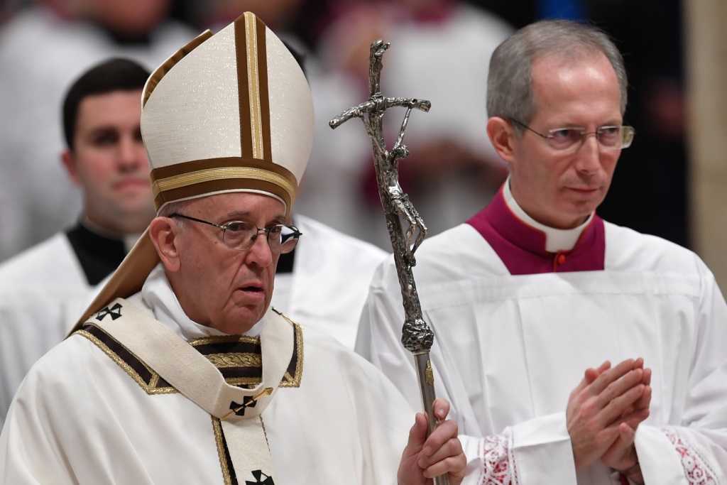 Papst Franziskus bei der Christmette