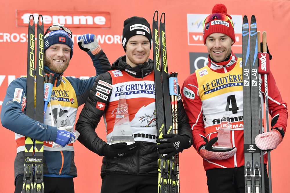 Martin Johnsrud Sundby, Dario Cologna und Alex Harvey (Bild: Andreas Solaro/AFP)