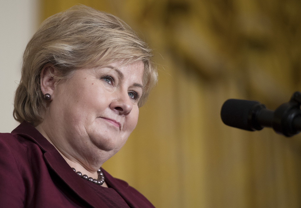 Norwegens Ministerpräsidentin Erna Solberg (Bild: Jim Watson/AFP)