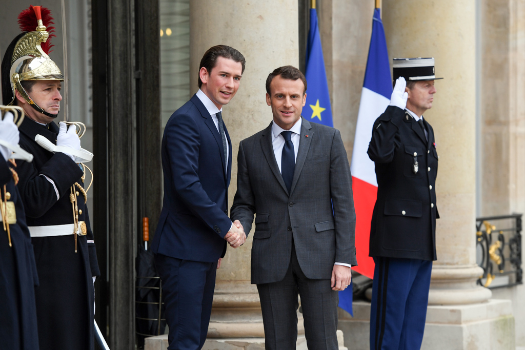 Sebastian Kurz und Emmanuel Macron (Bild: Christophe Archambault/AFP)