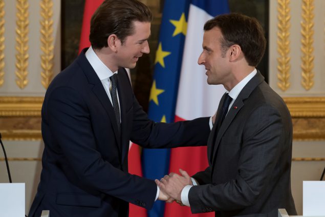 Sebastian Kurz und Emmanuel Macron (Bild: Ian Langsdon/Pool/AFP)