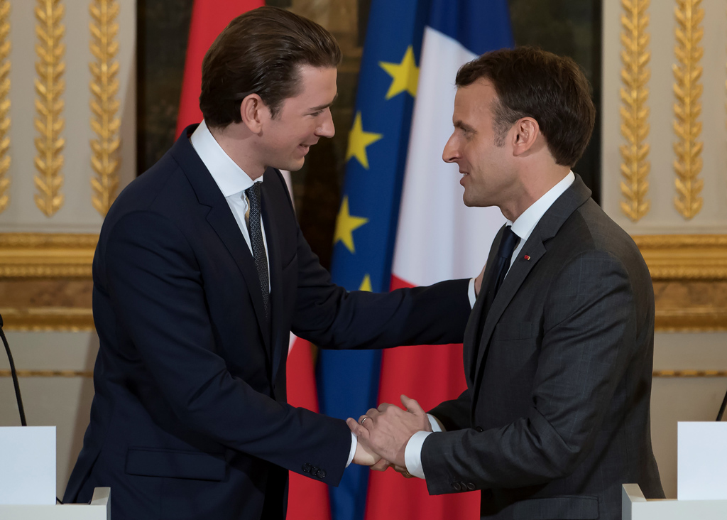 Sebastian Kurz und Emmanuel Macron (Bild: Ian Langsdon/Pool/AFP)