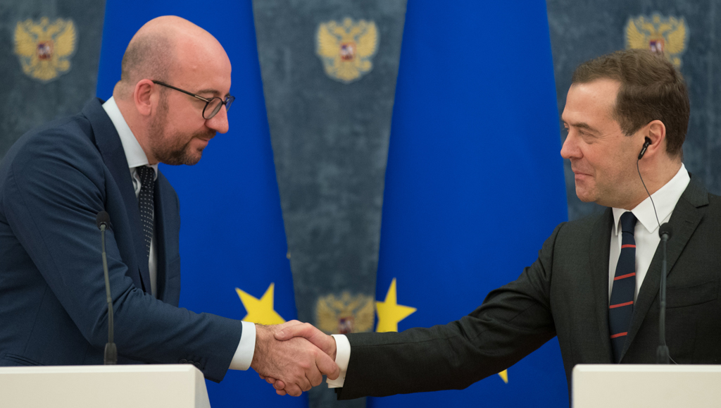 Charles Michel und Dmitri Medwedew (Bild: Benoit Doppagne/BELGA)