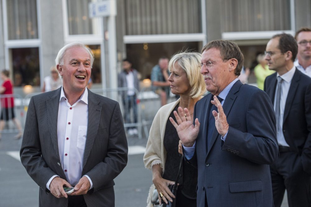 Boudewijn Van Spilbeeck (l.) im September 2016 mit Marina Nuyts und Siegfried Bracke (Bild: Jonas Roosens/BELGA)