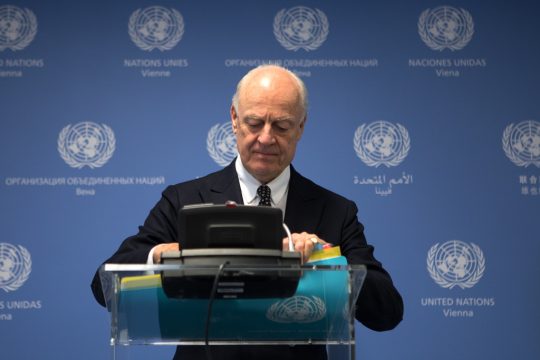 Der UNO-Syrien-Beauftragte Staffan de Mistura am 27.1.2018 in Wien (Bild: Alex Halada/AFP)