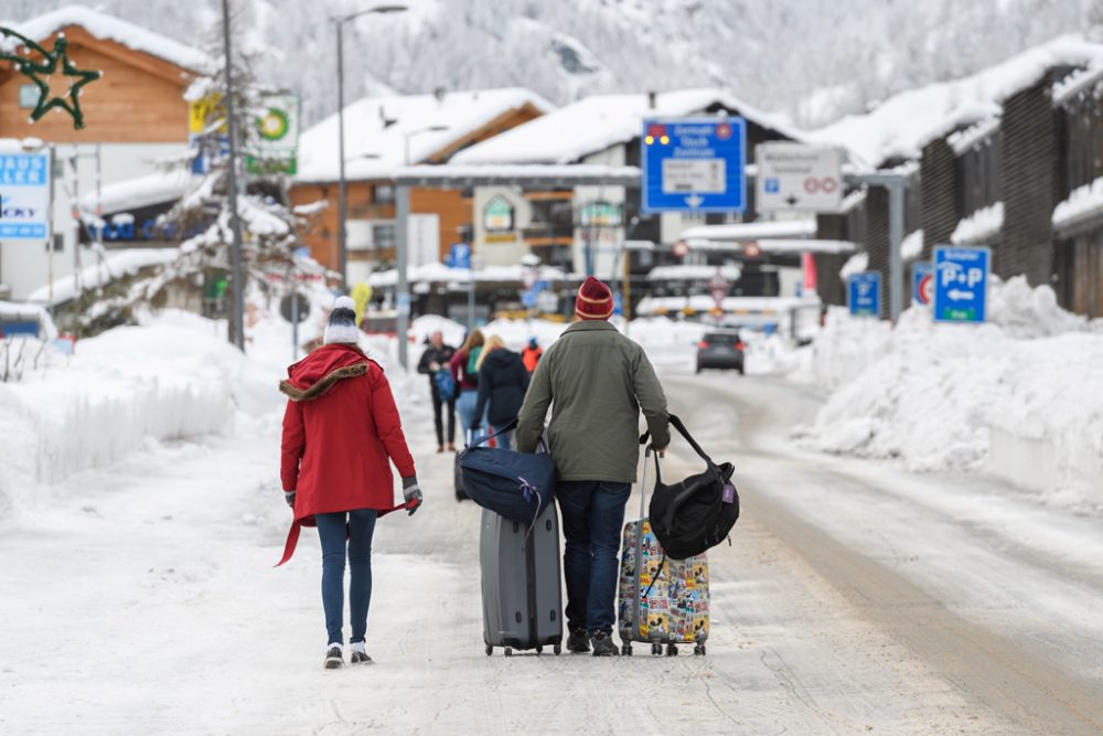 Touristen in Zermatt am 10. Januar