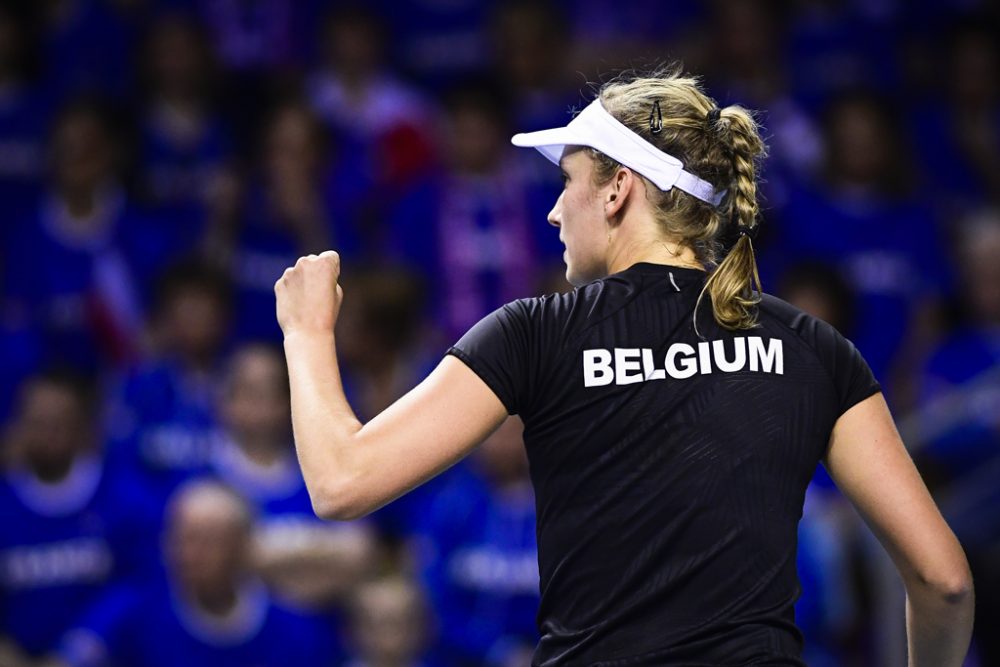 Elise Mertens am 10.2.2018 während ihrer Begegnung gegen Pauline Parmentier (Bild: Laurie Dieffembacq/BELGA)