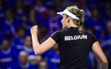 Elise Mertens am 10.2.2018 während ihrer Begegnung gegen Pauline Parmentier (Bild: Laurie Dieffembacq/BELGA)