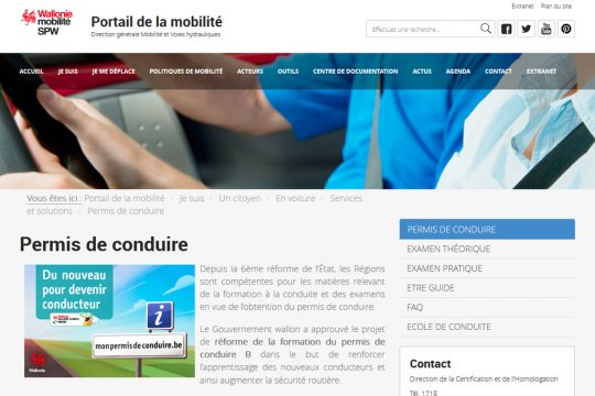 Die Webseite Meinfuehrerschein.be